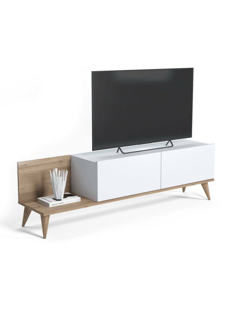 Mobile Porta tv Marrone Quercia 2 Ante Apertura a Ribalta 152x43x35h cm, Chiusura a Ribalta
