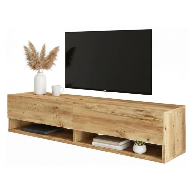 Mobile Porta tv Marrone Quercia 3 Ripiani 2 Ante 140x31.6x29.1h cm, 4 Vani - Veneto