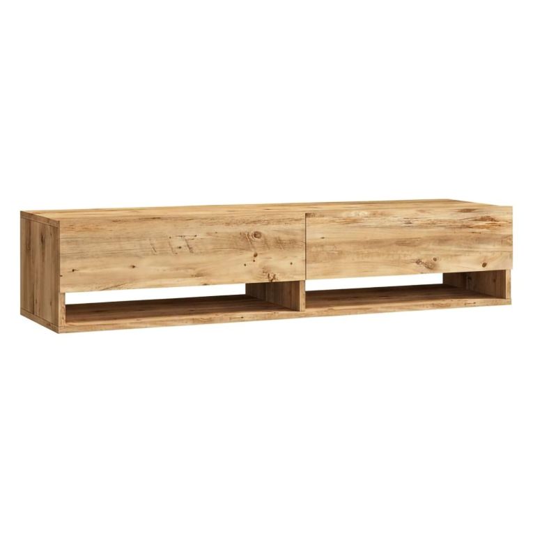Mobile Porta tv Marrone Quercia 3 Ripiani 2 Ante 140x31.6x29.1h cm, 4 Vani - Veneto