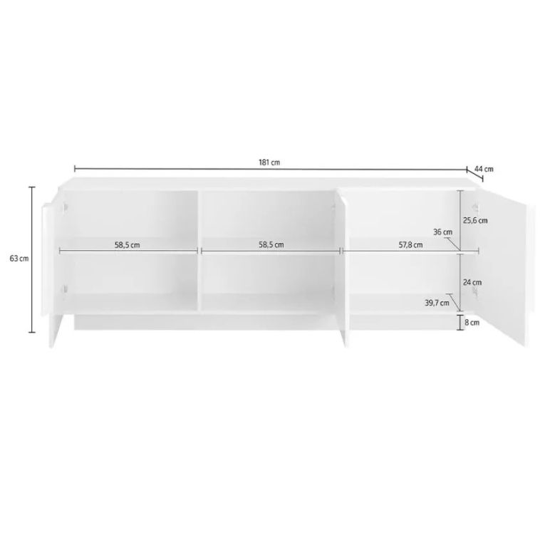Mobile Porta tv Marrone Quercia 3 Ripiani Apertura Maniglia 182x44x63h cm, 6 Vani - Vergonte