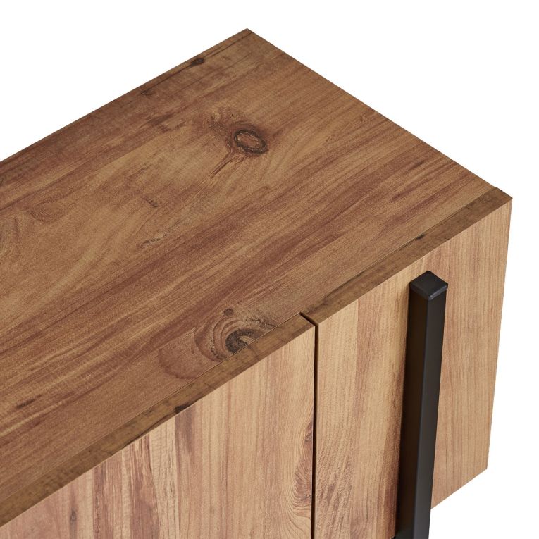 Mobile Porta tv Marrone Quercia Nero 2 Ante 4 Vani 180x30x45h cm, Apertura a Ribalta - Noga