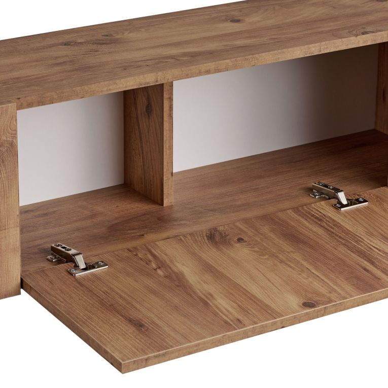 Mobile Porta tv Marrone Quercia Nero 2 Ante 4 Vani 180x30x45h cm, Apertura a Ribalta - Noga