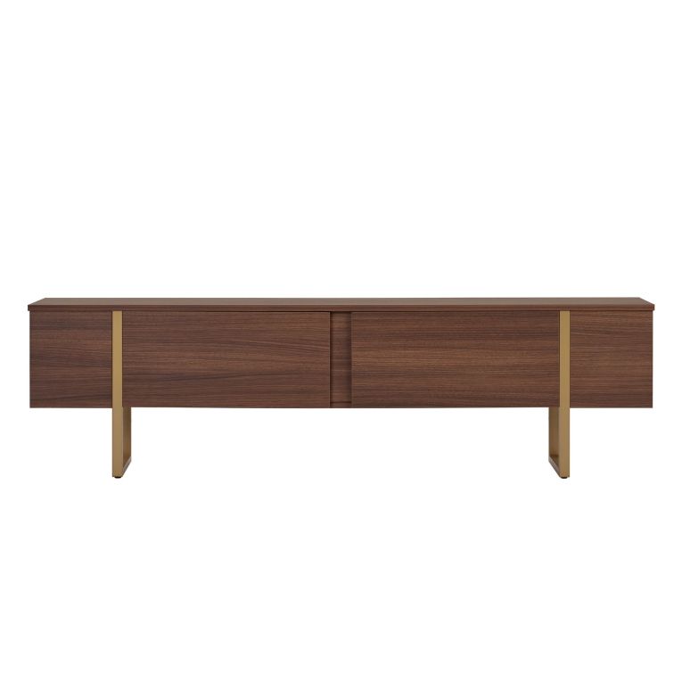 Mobile Porta tv Marrone Quercia oro 2 Ante 2 Vani 180x30x50h cm, Apertura a Ribalta - Abishia