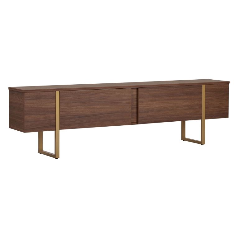Mobile Porta tv Marrone Quercia oro 2 Ante 2 Vani 180x30x50h cm, Apertura a Ribalta - Abishia