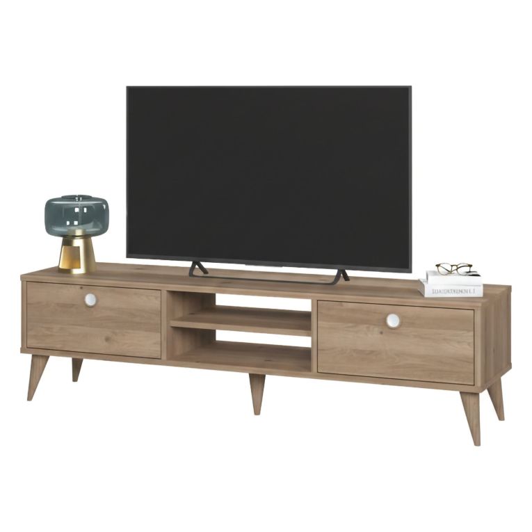 Mobile Porta tv Marrone Quercia Sfumatura Colore Ante Quercia Colore Ante Marrone 152x40x35h cm, Sfumatura Colore Struttura Quercia