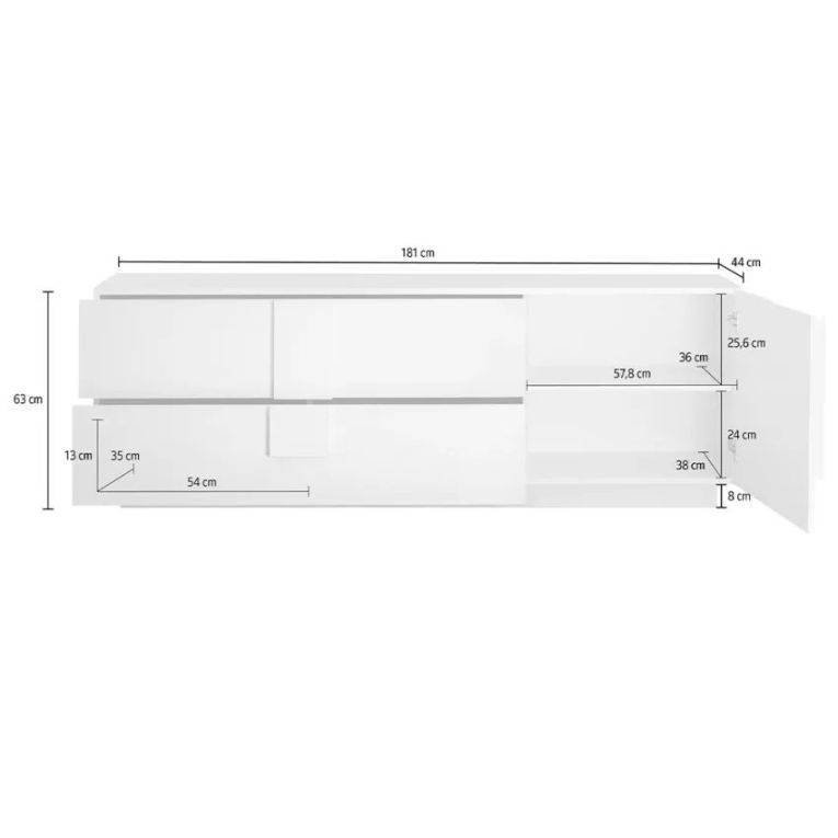 Mobile Porta tv Marrone Quercia un Ripiano Apertura Maniglia 182x44x63h cm, 2 Vani - Silea