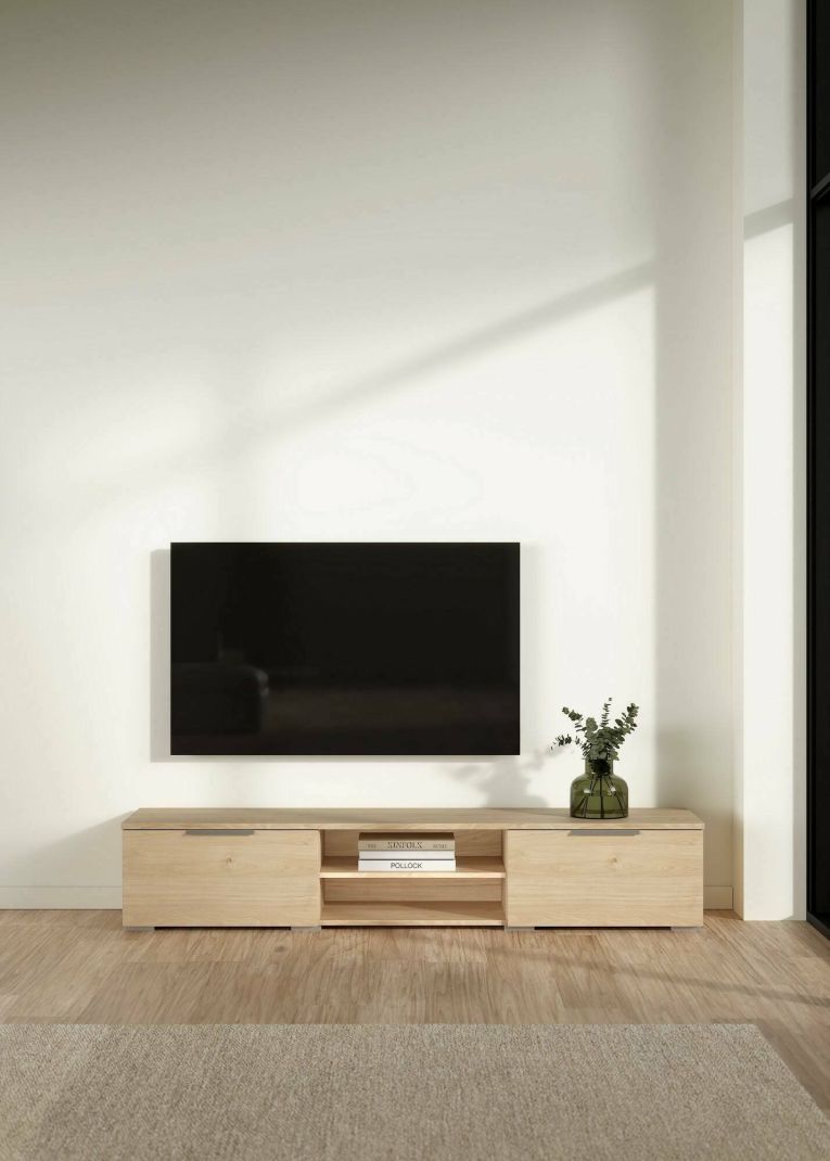 Mobile Porta tv Marrone Rovere 2 Cassetti un Ripiano 173x40x33h cm, 4 Vani - Ammiro