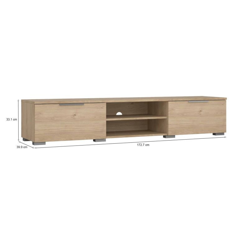 Mobile Porta tv Marrone Rovere 2 Cassetti un Ripiano 173x40x33h cm, 4 Vani - Ammiro