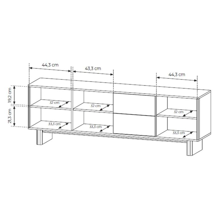 Mobile Porta tv Marrone Rovere 2 Cassetti un Ripiano 183x38x62h cm, 3 Ante - Kamani