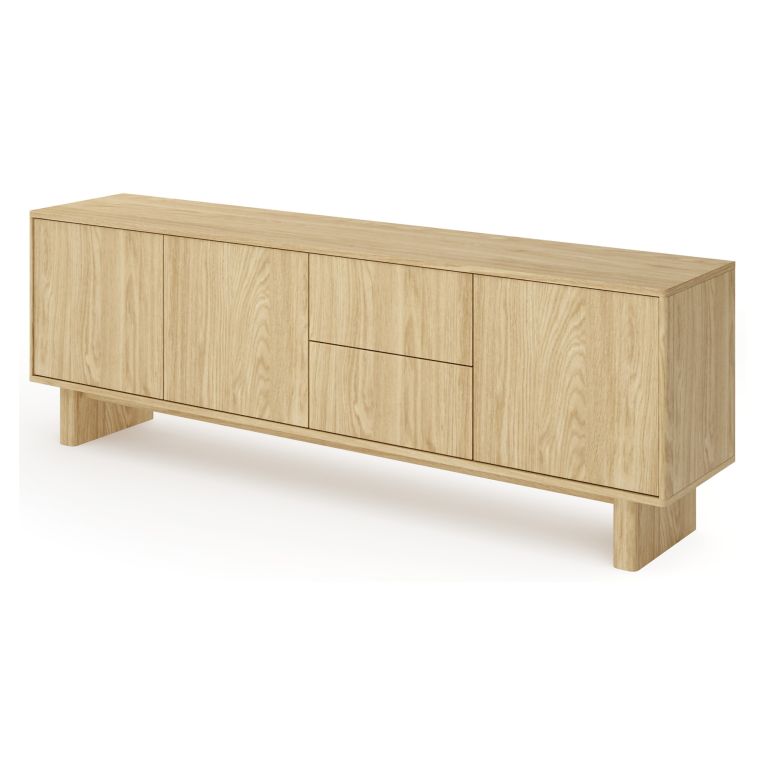 Mobile Porta tv Marrone Rovere 2 Cassetti un Ripiano 183x38x62h cm, 3 Ante - Kamani