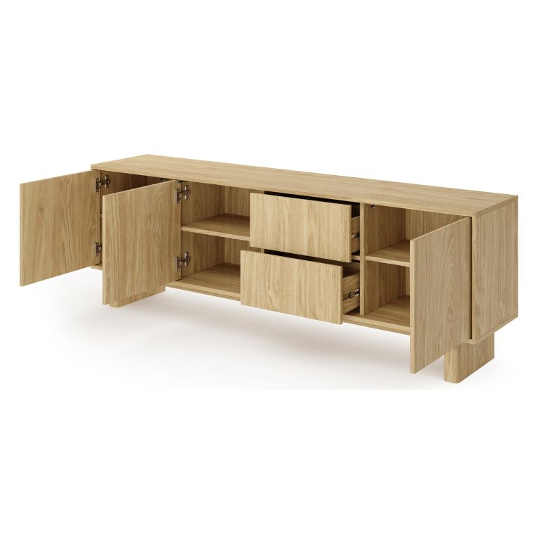 Mobile Porta tv Marrone Rovere 2 Cassetti un Ripiano 183x38x62h cm, 3 Ante - Kamani