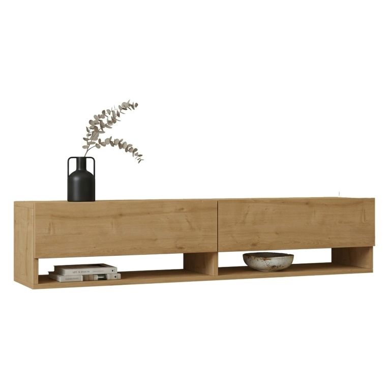 Mobile Porta tv Marrone Rovere 2 Ripiani 2 Ante 141x30x31h cm, 4 Vani - Olmi