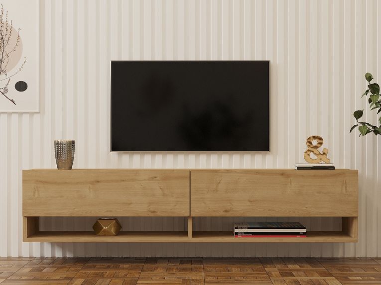 Mobile Porta tv Marrone Rovere 2 Ripiani 2 Ante 141x30x31h cm, 4 Vani - Olmi