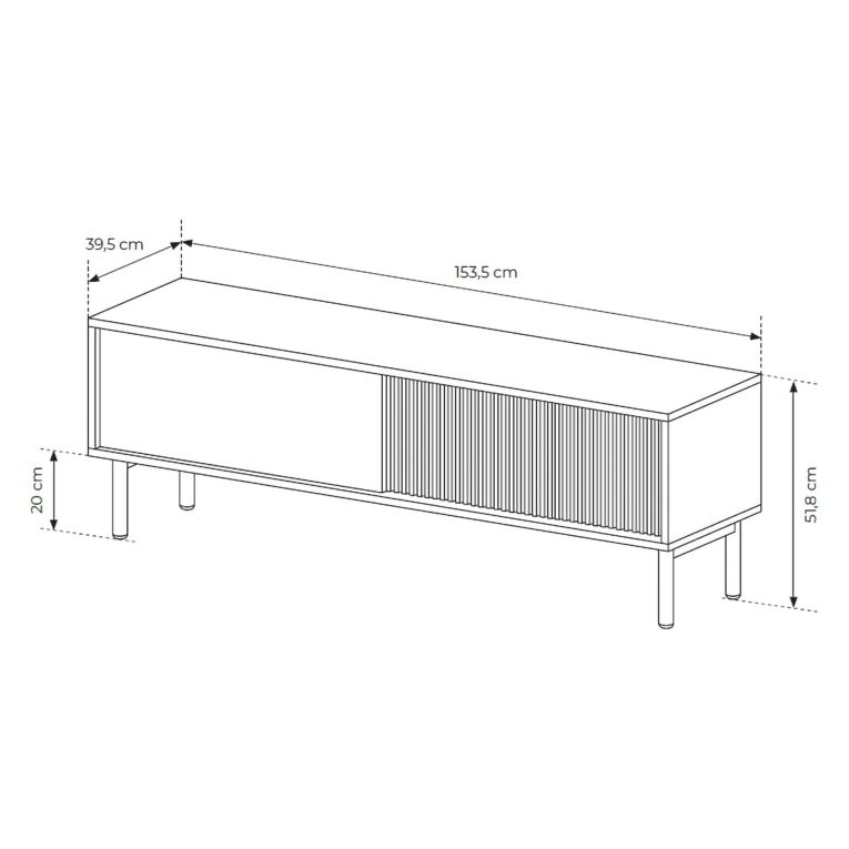 Mobile Porta tv Marrone Rovere 2 Ripiani 2 Ante 154x40x52h cm, Ante Effetto Rigato - Kami
