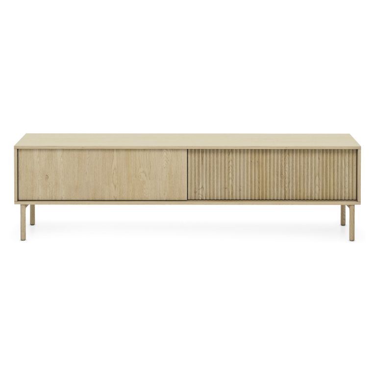 Mobile Porta tv Marrone Rovere 2 Ripiani 2 Ante 187x40x52h cm, Ante Effetto Rigato - Kamikaza