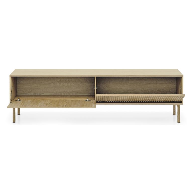 Mobile Porta tv Marrone Rovere 2 Ripiani 2 Ante 187x40x52h cm, Ante Effetto Rigato - Kamikaza