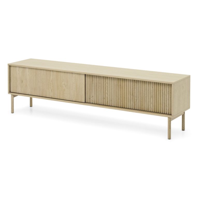 Mobile Porta tv Marrone Rovere 2 Ripiani 2 Ante 187x40x52h cm, Ante Effetto Rigato - Kamikaza