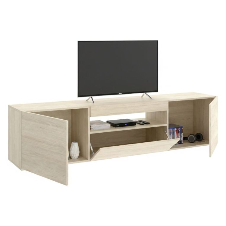 Mobile Porta tv Marrone Rovere 2 Ripiani 3 Ante 42x200x48h cm, 4 Vani - Burley