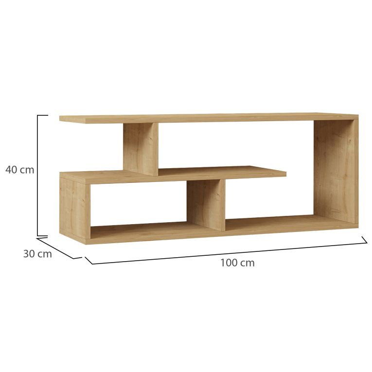 Mobile Porta tv Marrone Rovere 2 Ripiani 4 Vani 100x30x40h cm, Peso Supportato 40 kg - Foglizzo