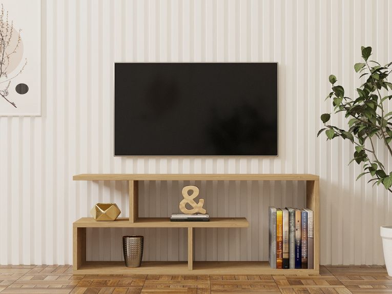 Mobile Porta tv Marrone Rovere 2 Ripiani 4 Vani 100x30x40h cm, Peso Supportato 40 kg - Foglizzo