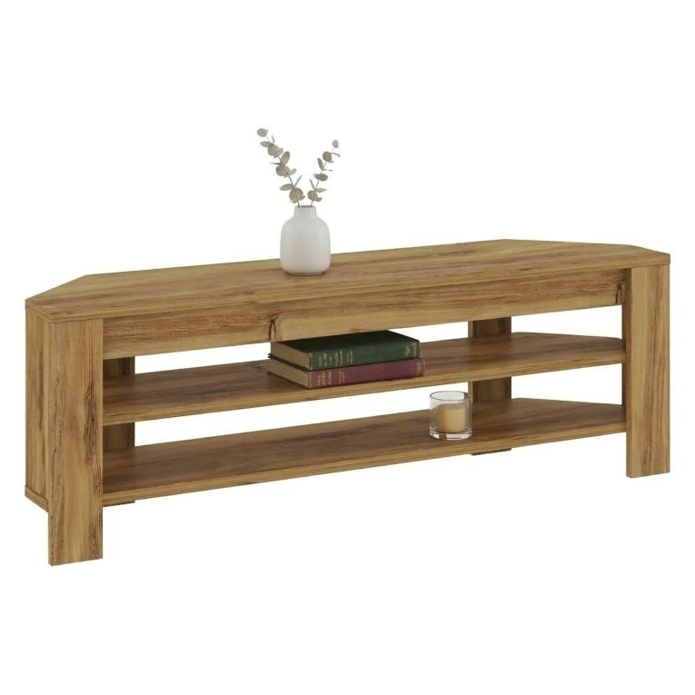 Mobile Porta tv Marrone Rovere 2 Ripiani Angolare 120x30x40h cm, Peso Supportato 40 kg - Venezze