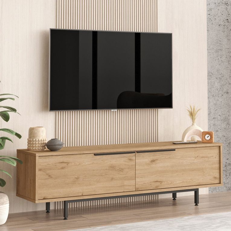 Mobile Porta tv Marrone Rovere 2 Vani 2 Ante 160x36x45h cm, Apertura a Ribalta - Palmi
