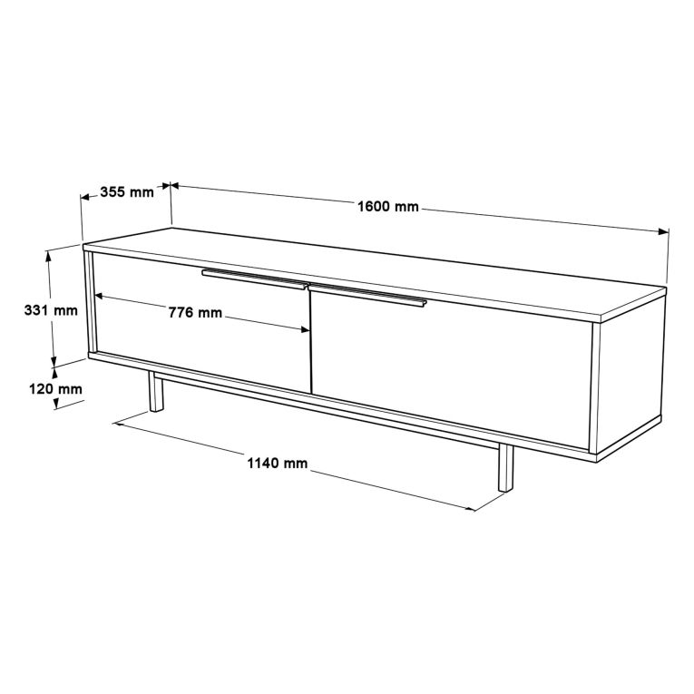 Mobile Porta tv Marrone Rovere 2 Vani 2 Ante 160x36x45h cm, Apertura a Ribalta - Palmi
