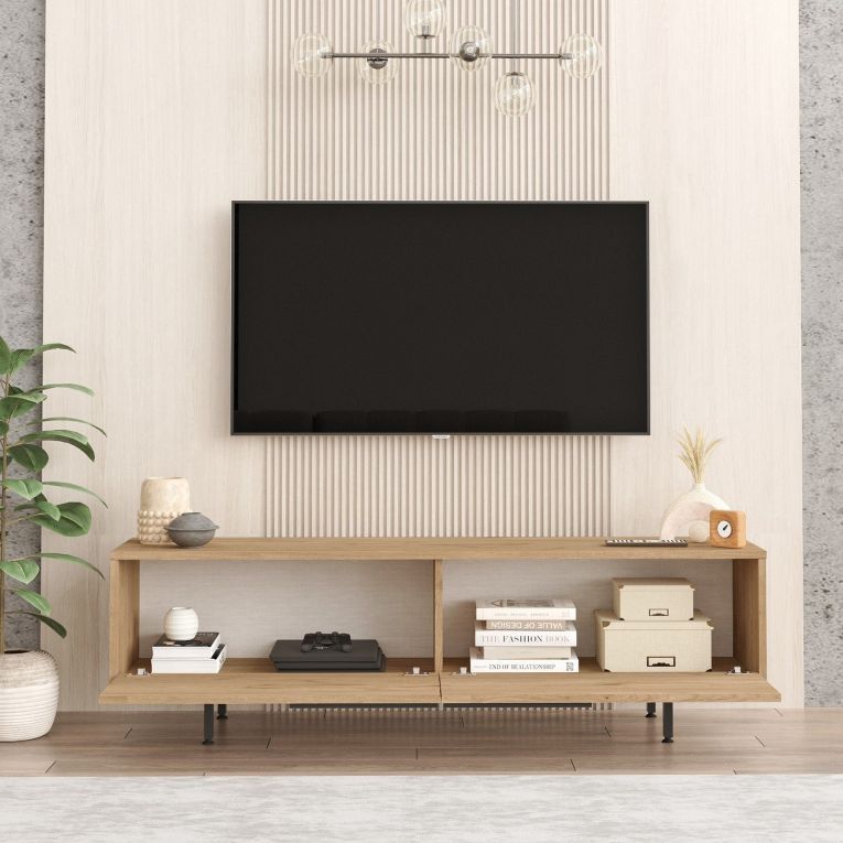 Mobile Porta tv Marrone Rovere 2 Vani 2 Ante 160x36x45h cm, Apertura a Ribalta - Palmi