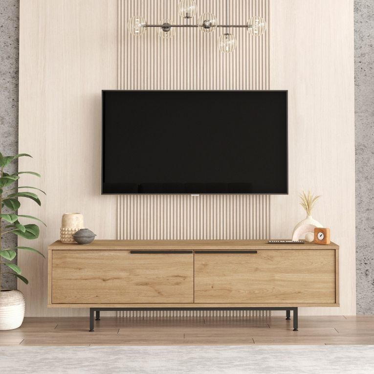 Mobile Porta tv Marrone Rovere 2 Vani 2 Ante 160x36x45h cm, Apertura a Ribalta - Palmi