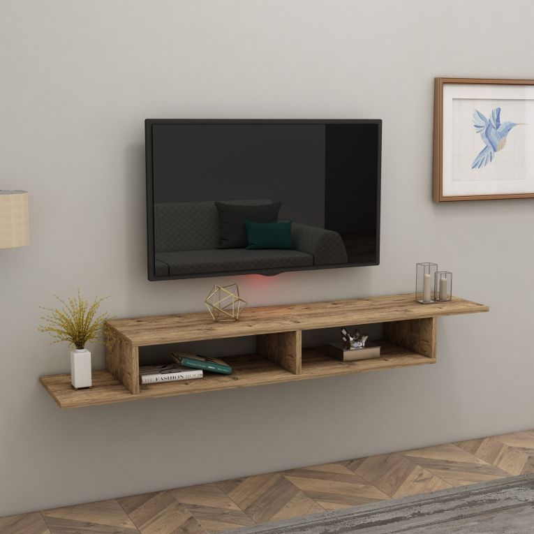 Mobile Porta tv Marrone Rovere 2 Vani Peso Supportato 40 kg 120x30x18h cm, Installazione Sospeso - Ivrea