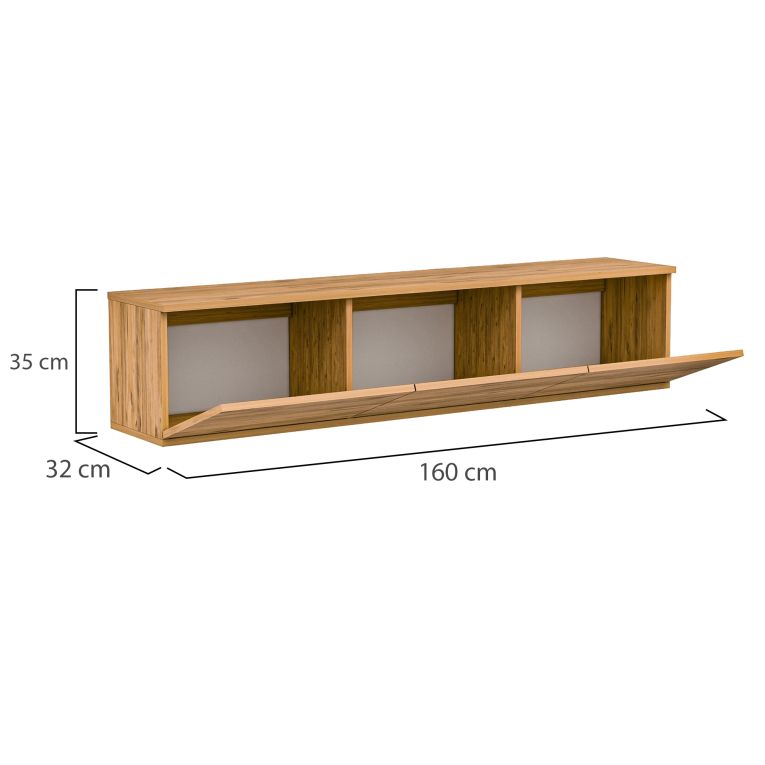 Mobile Porta tv Marrone Rovere 3 Vani 3 Ante 160x32x35h cm, Apertura a Ribalta - Marazzi