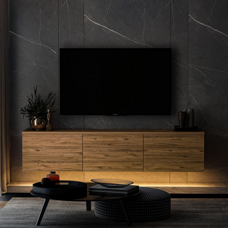 Mobile Porta tv Marrone Rovere 3 Vani 3 Ante 160x32x35h cm, Apertura a Ribalta - Marazzi