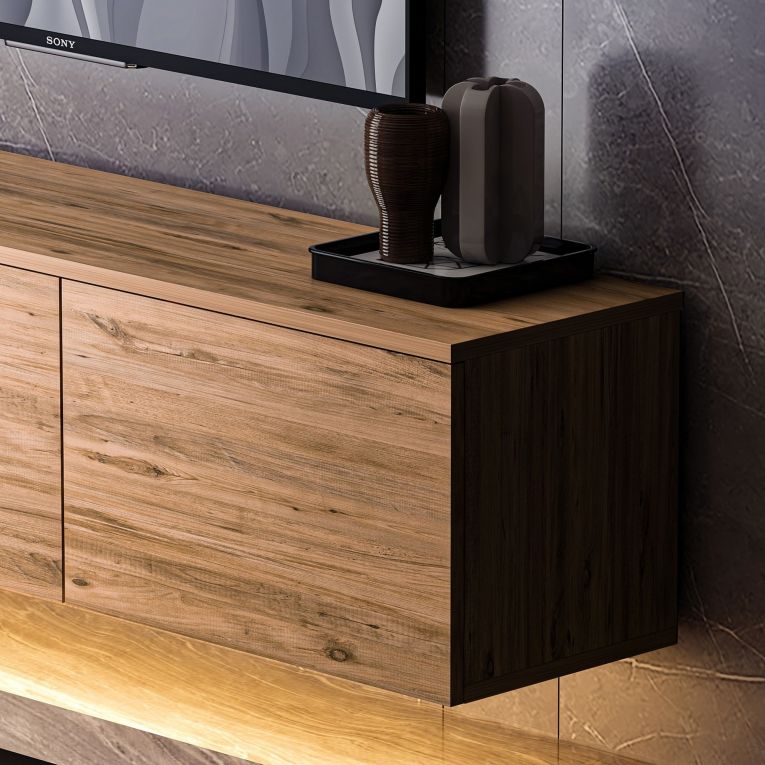 Mobile Porta tv Marrone Rovere 3 Vani 3 Ante 160x32x35h cm, Apertura a Ribalta - Marazzi
