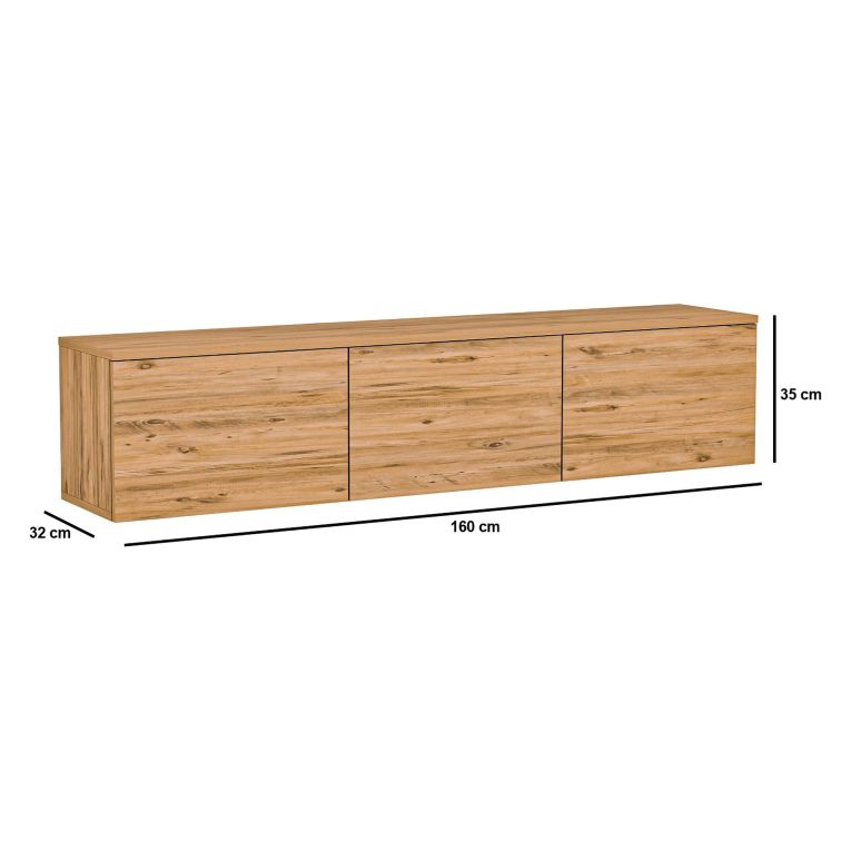 Mobile Porta tv Marrone Rovere 3 Vani 3 Ante 160x32x35h cm, Apertura a Ribalta - Surrigone