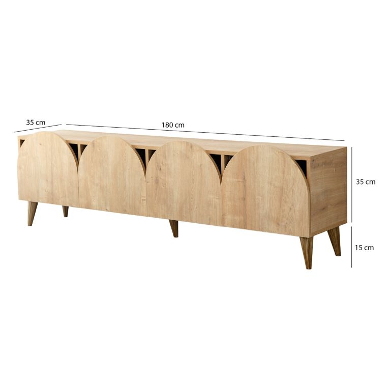 Mobile Porta tv Marrone Rovere 4 Vani 4 Ante 180x35x50h cm, Apertura a Ribalta - Visco