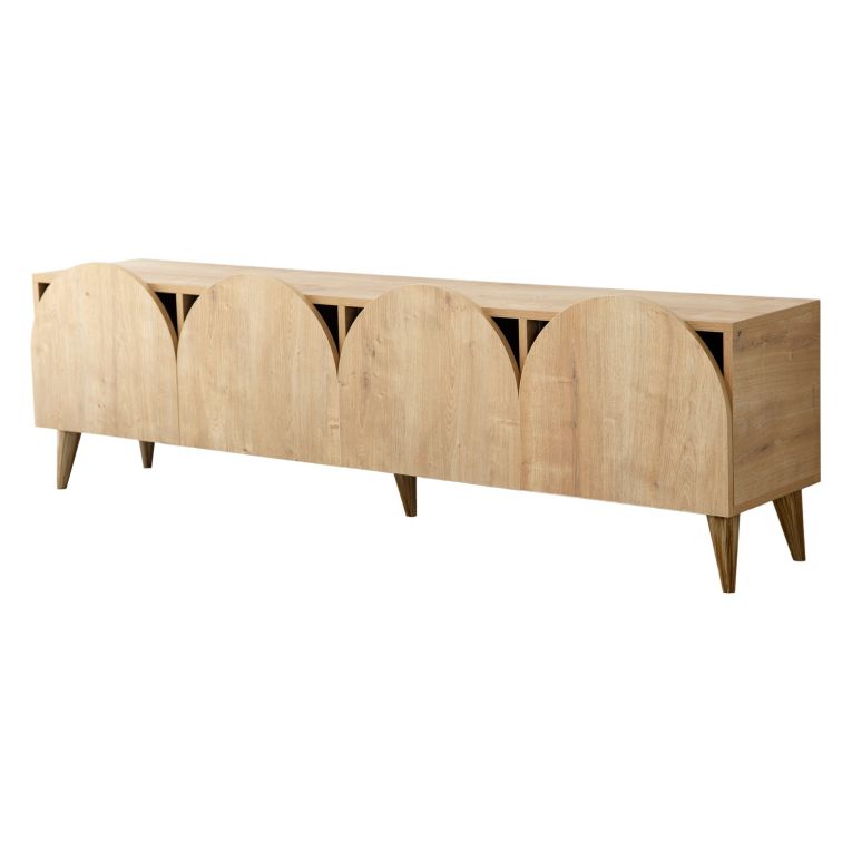 Mobile Porta tv Marrone Rovere 4 Vani 4 Ante 180x35x50h cm, Apertura a Ribalta - Visco