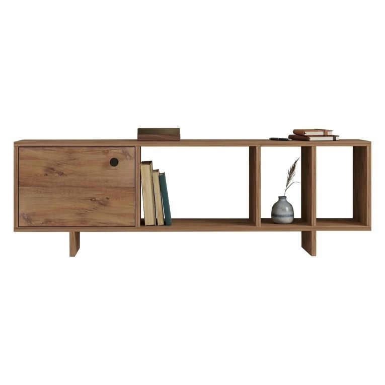 Mobile Porta tv Marrone Rovere 4 Vani Un'anta 140x29x45h cm, Apertura Battente - Fumane