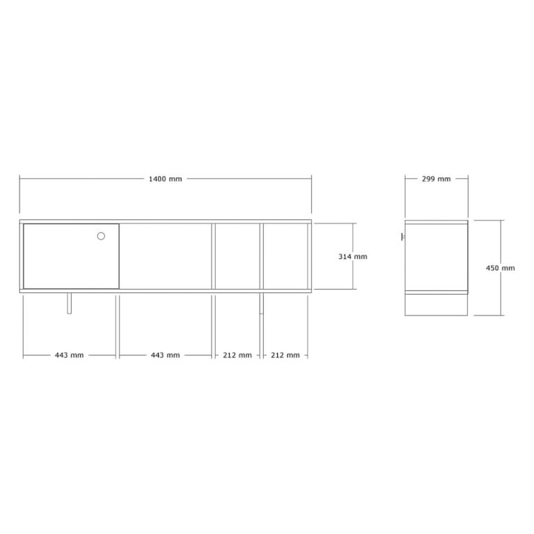 Mobile Porta tv Marrone Rovere 4 Vani Un'anta 140x29x45h cm, Apertura Battente - Fumane
