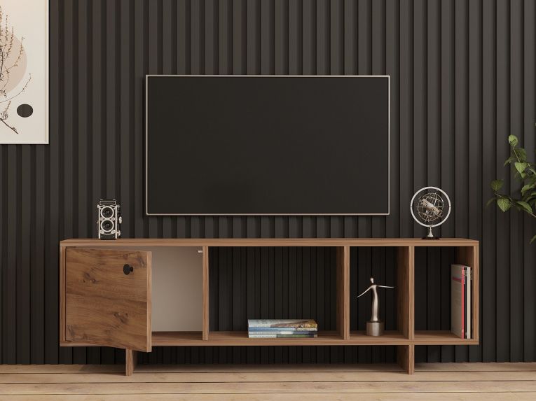 Mobile Porta tv Marrone Rovere 4 Vani Un'anta 140x29x45h cm, Apertura Battente - Fumane