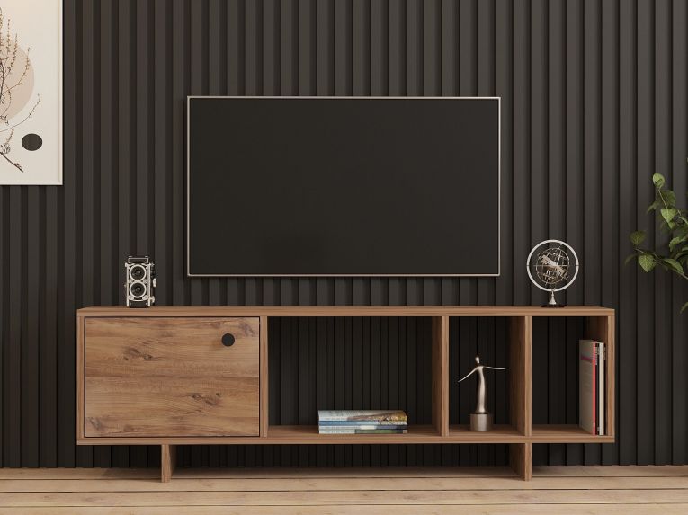 Mobile Porta tv Marrone Rovere 4 Vani Un'anta 140x29x45h cm, Apertura Battente - Fumane