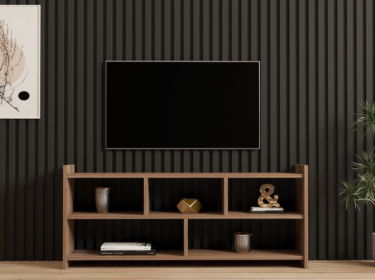 Mobile Porta tv Marrone Rovere 5 Ripiani 5 Vani 118x28x55h cm, Peso Supportato 40 kg - Loreglia