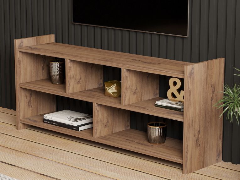 Mobile Porta tv Marrone Rovere 5 Ripiani 5 Vani 118x28x55h cm, Peso Supportato 40 kg - Loreglia