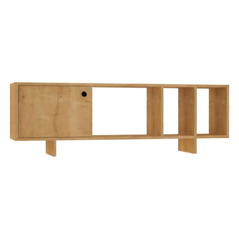 Mobile Porta tv Marrone Rovere Chiaro 4 Vani Un'anta 140x29x45h cm, Apertura Battente - Pralormo