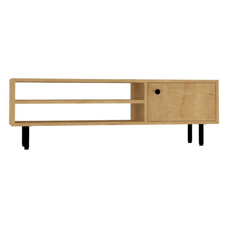 Mobile Porta tv Marrone Rovere Chiaro un Ripiano Un'anta 120x30x38h cm, 3 Vani - Metomaha