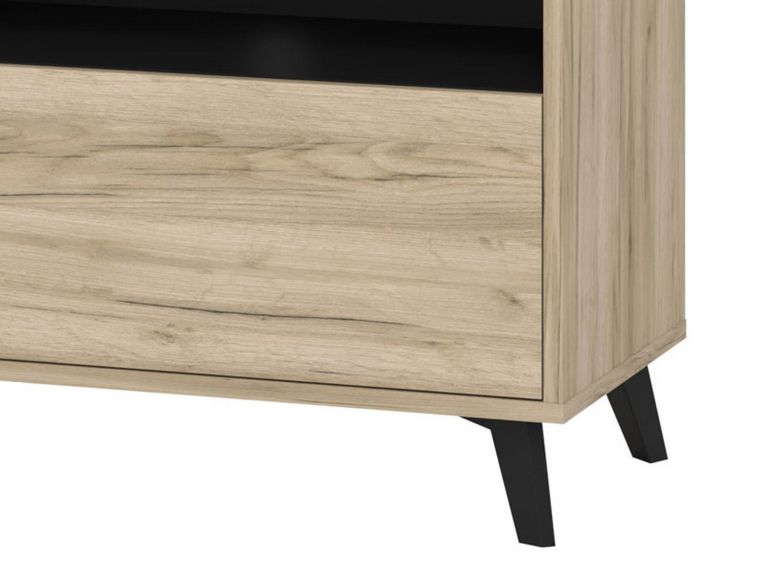 Mobile Porta tv Marrone Rovere Grigio Nero 3 Ripiani Un'anta 137.5x40x57.5h cm, 4 Vani - Platania