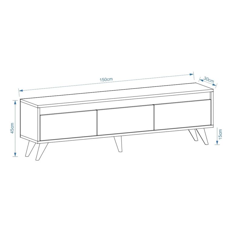 Mobile Porta tv Marrone Rovere Nero 3 Ante Apertura a Ribalta 150x30x45h cm, 3 Vani - Romeno