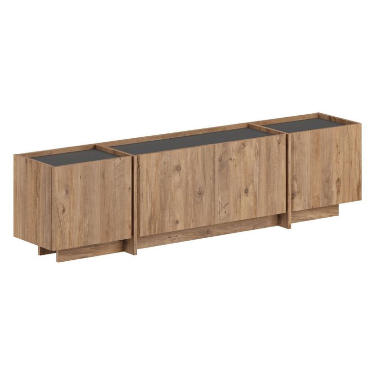 Mobile Porta tv Marrone Rovere Nodi Apertura a Ribalta 4 Ante 180x35x46h cm, 4 Vani - Nokarara