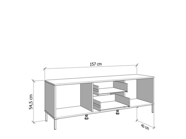 Mobile Porta tv Marrone Rovere Nodi Nero 2 Cassetti un Ripiano 157x40x54.5h cm, 2 Ante - Raiano