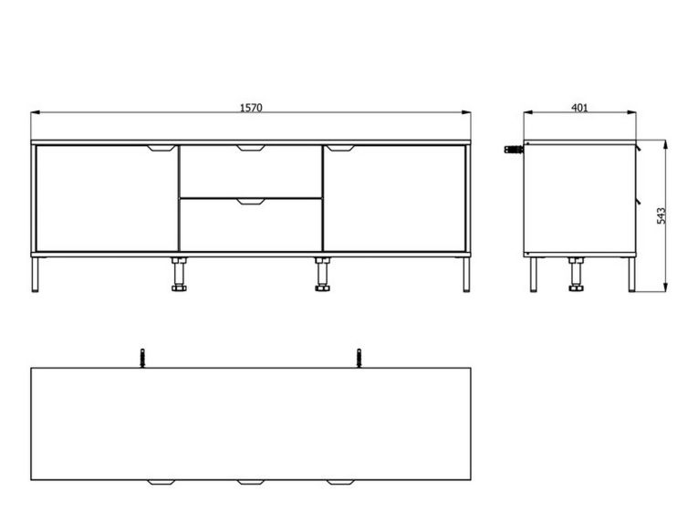 Mobile Porta tv Marrone Rovere Nodi Nero 2 Cassetti un Ripiano 157x40x54.5h cm, 2 Ante - Raiano