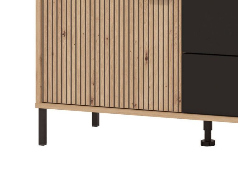Mobile Porta tv Marrone Rovere Nodi Nero 2 Cassetti un Ripiano 157x40x54.5h cm, 2 Ante - Raiano
